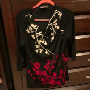 Black with red long top , long sleeves pretty pattern new very cute